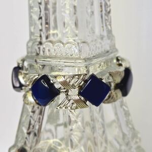 Vintage Coro Dark Blue Thermoset Silver Tone Bracelet.